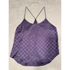 Victorias Secret Tank Top Night Pajama Top Satin Purple Size Medium Loose Fit